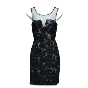 BCBG black lace cocktail dress Size 2 mesh yoke Little Black Dress Party